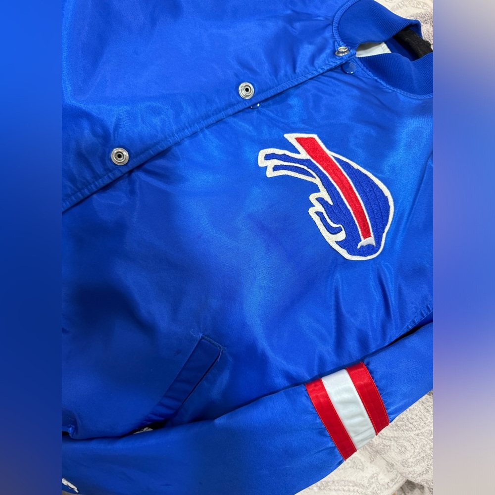 NFL OFFICIAL Queen City Vintage Buffalo Bills Satin NFL Bomber Jacket • LARGE - Picture 2 of 12